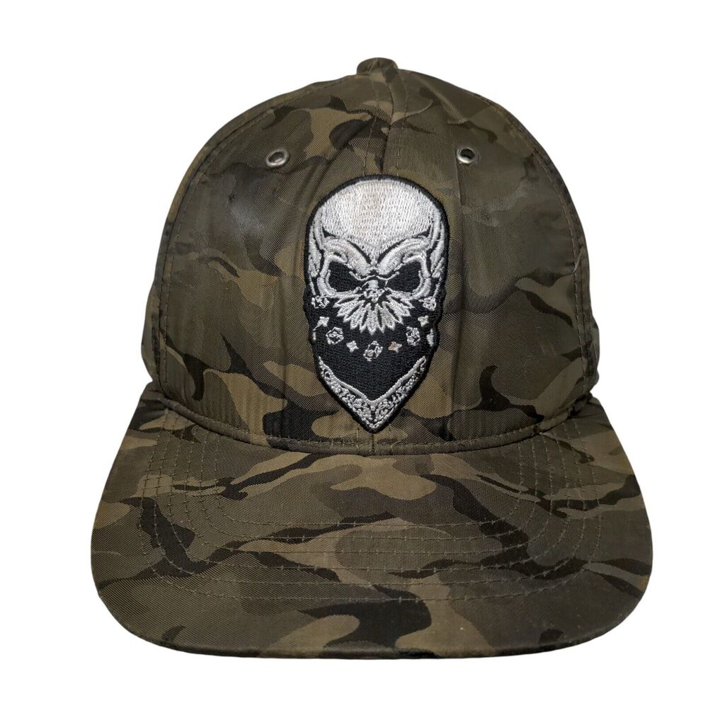Skull Snapback Hat Camouflage One Size Adjustable Embroidered Ace Cap Inc.